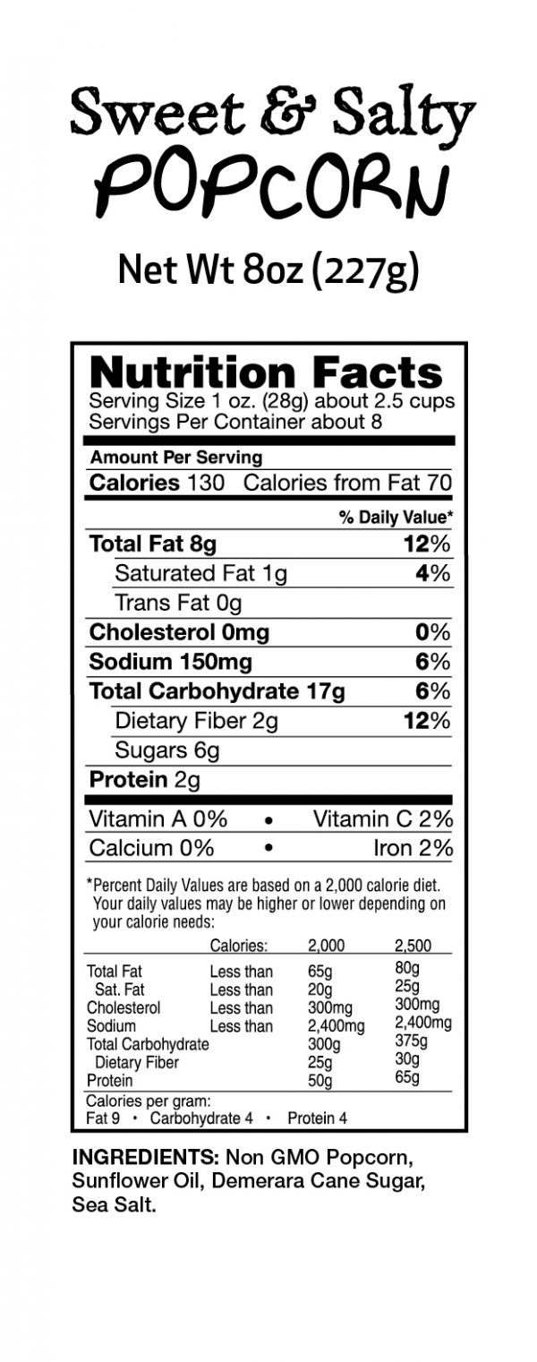 Sweet & Salty Popcorn Nutrition Facts